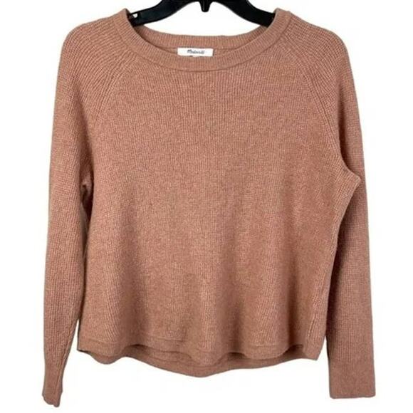 Madewell Jane Waffle Stitch Crew Neck Sweater Size Small Heather Rose NWT - Picture 2 of 7